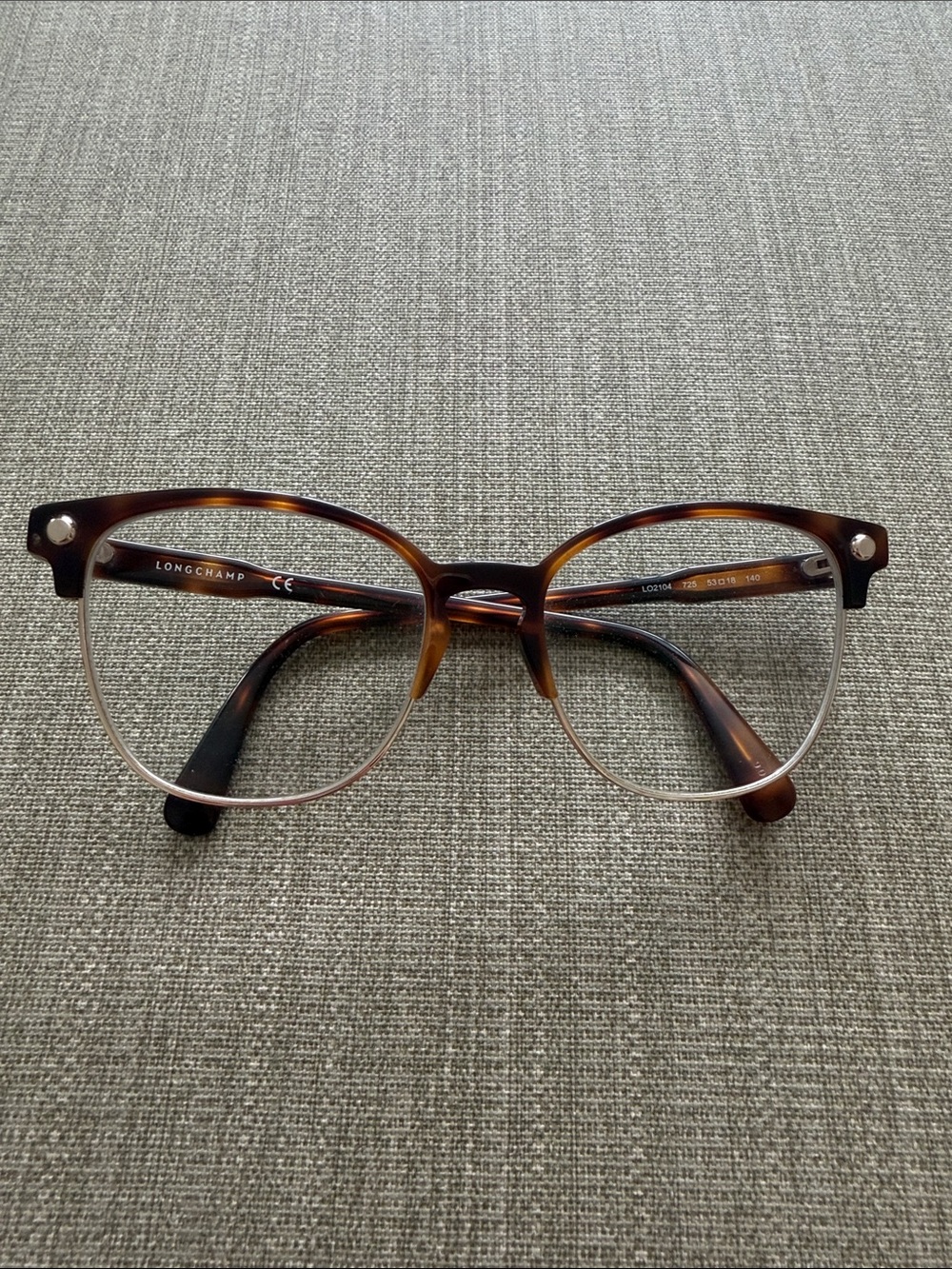 Longchamp Tortoiseshell and Gold-Tone Cat prescription Eye Glasses